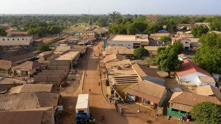 Aerial view of Banjulinding community, The Gambia